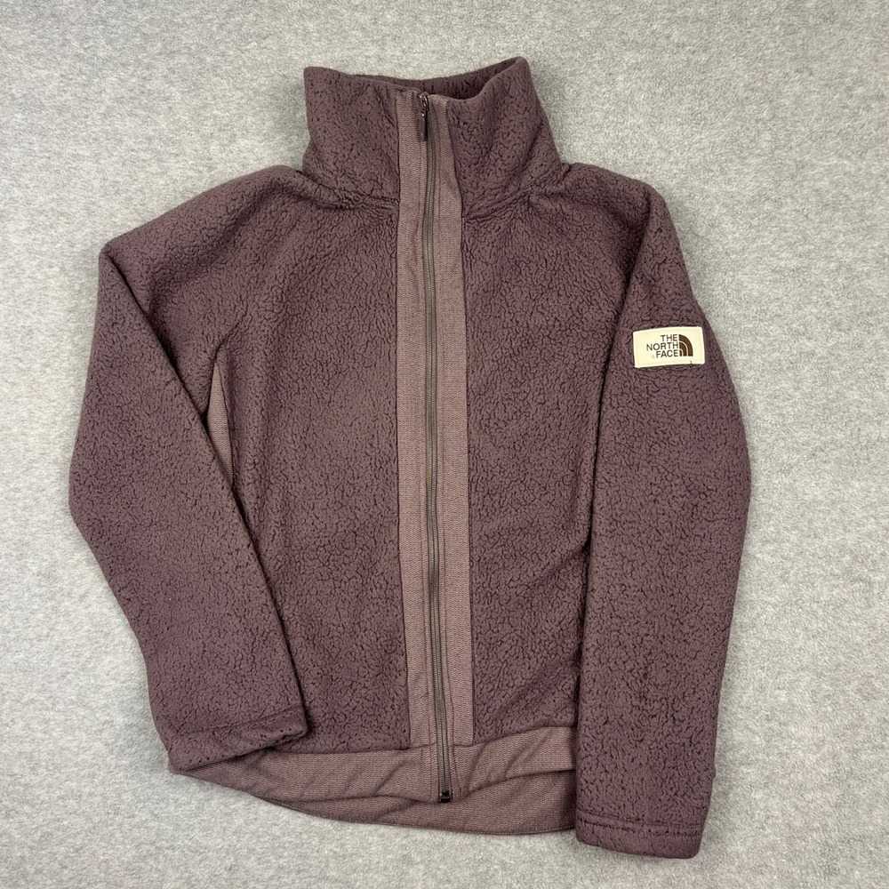 The North Face Jacket Womens Medium Purple Sherpa Fleece Full Zip Soft Cozy Warm
